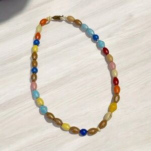 Vintage Glass Jelly Bean Necklace Multicolor Tutti Frutti